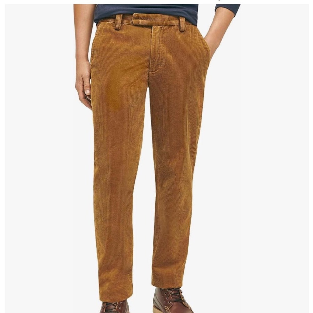 Brooks Brothers Regular Fit Corduroy Pants Brown W36 L30 Cotton Stretch Trousers